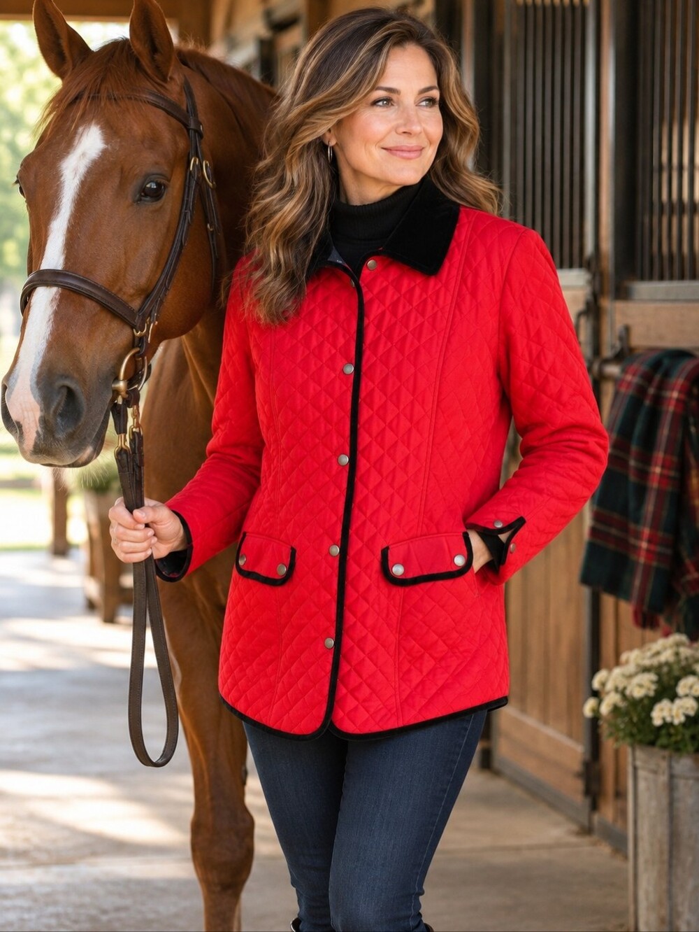 Vintage Chico’s Quilted Red Jacket S Size 1 M Velvet Collar Black Trim Y2K Style